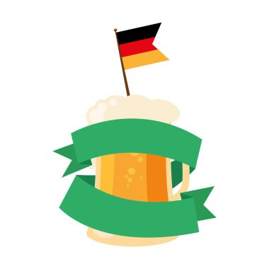 Ekim Festivali bira bardağı bayrak ve kurdele vektör tasarımlı