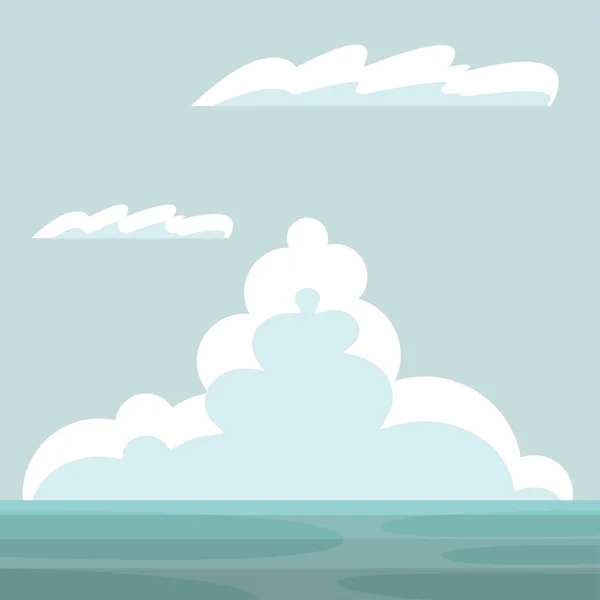 雲の風景の背景ベクトルのデザインと海 — ストックベクタ