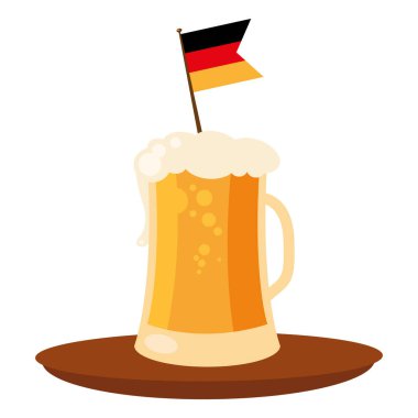Ekim Festivali bira bardağı ve bayrak vektör tasarımı