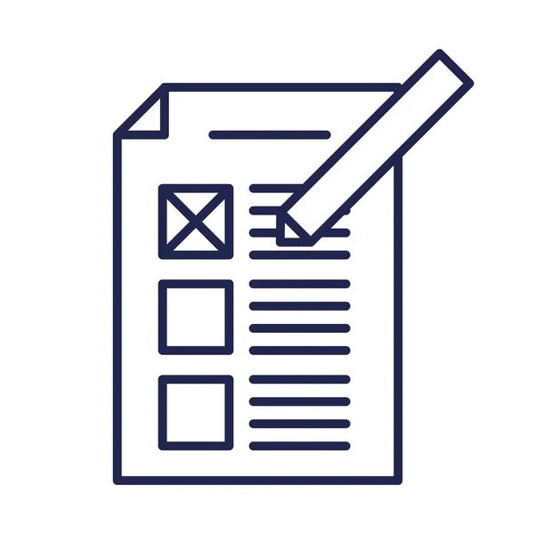 Stem papier en pen lijn stijl pictogram vector ontwerp — Stockvector