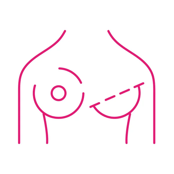 Göğüs kanseri, göğüssüz kadın vücut çizgisi ikon vektör tasarımı — Stok Vektör