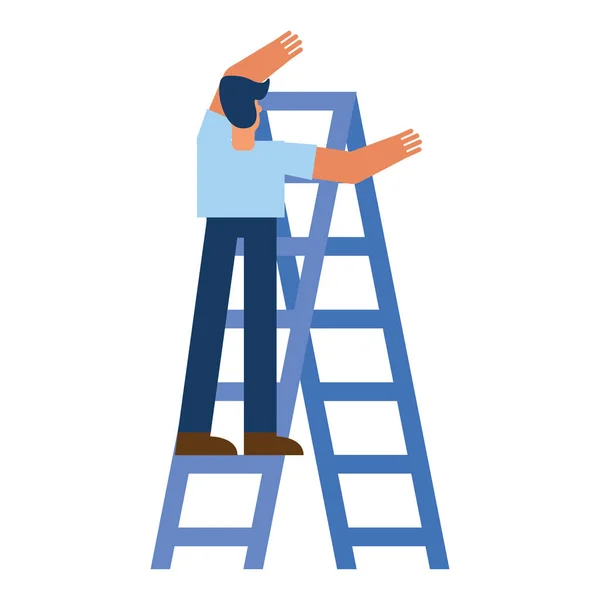 Man cartoon on on ladder of back vector design — стоковый вектор