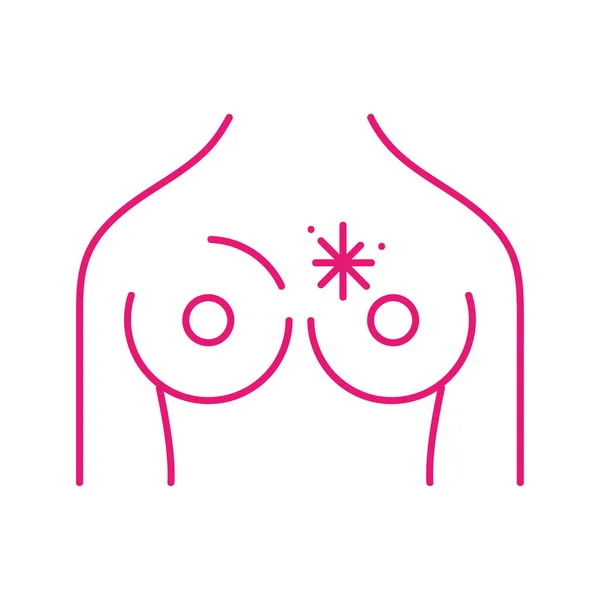 Göğüs kanseri kadın vücut çizgisi ikon vektör tasarımı — Stok Vektör