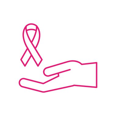 Göğüs kanseri kurdelesi el çizgisi biçim vektör tasarımı üzerinde