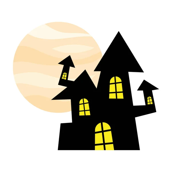 Halloween dom przed wektorem księżyca projektu — Wektor stockowy