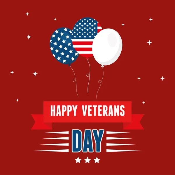 Ballonnen voor gelukkige dag van veteranen — Stockvector