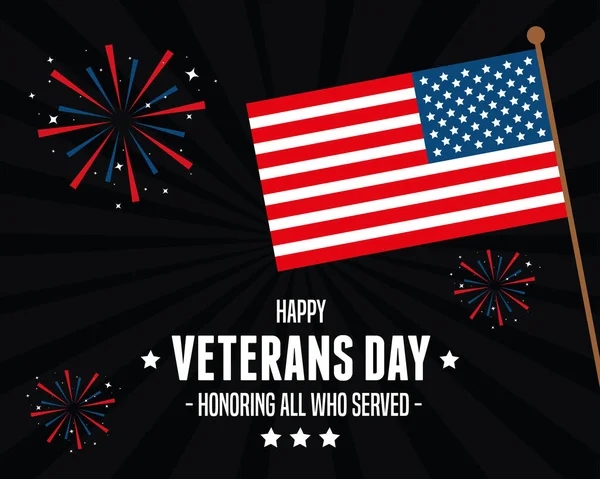 Drapeau des États-Unis dans la journée de célébration vétérans — Image vectorielle