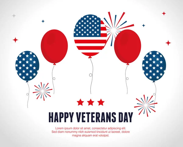 Ballonok ünneplés nap veteránok háború — Stock Vector