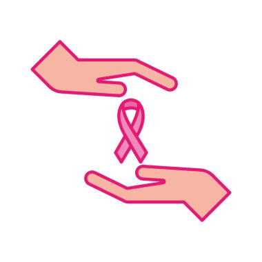 El çizgisi ve biçim ikonu vektör tasarımı arasındaki meme kanseri kurdelesi