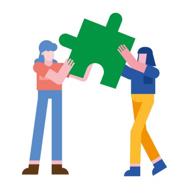 Bulmaca vektör tasarımlı kadınlar