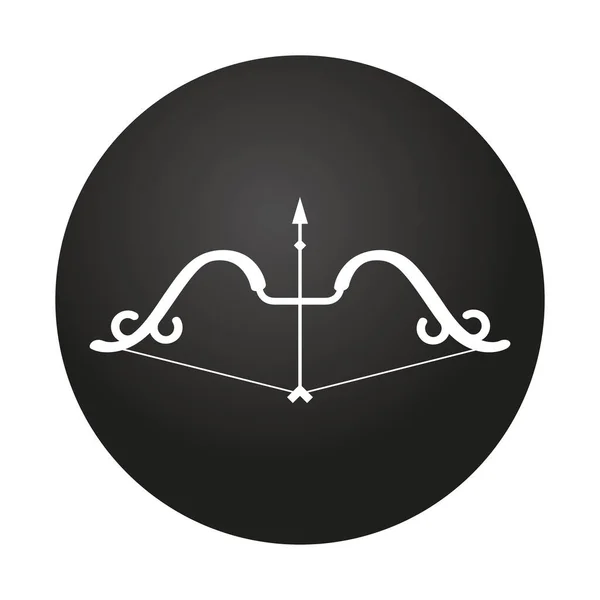 Flèche et arc sur la conception vectorielle bouton noir — Image vectorielle