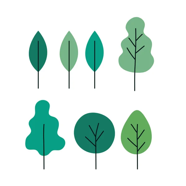 Bäume grün Set Vektor-Design — Stockvektor