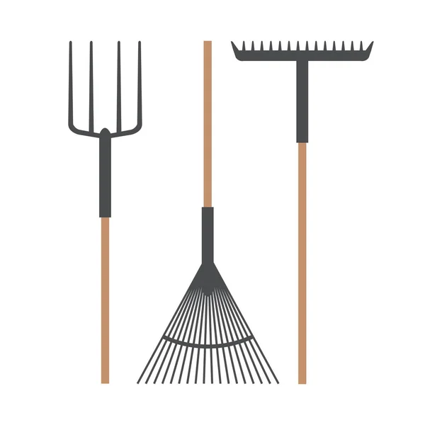 Râteau de jardinage set vectoriel design — Image vectorielle