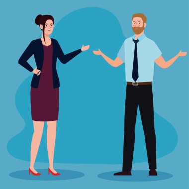 Kravatlı iş adamı ve iş kadını avatar tasarımı