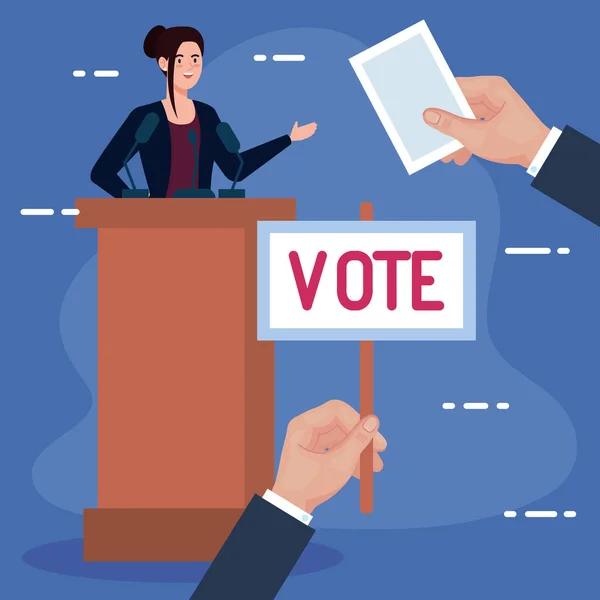 Día de la elección de la mano celebración de voto banner vector diseño — Archivo Imágenes Vectoriales