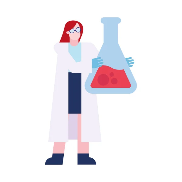 フラスコベクトルデザインの化学女性は — ストックベクタ