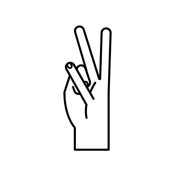 Linguaggio dei segni mano v linea stile icona vettoriale design — Vettoriale Stock
