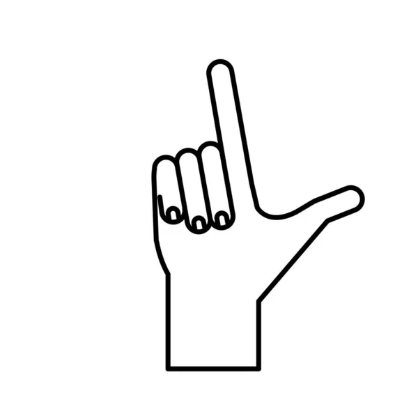 Main langue des signes l ligne style icône vectoriel design — Image vectorielle