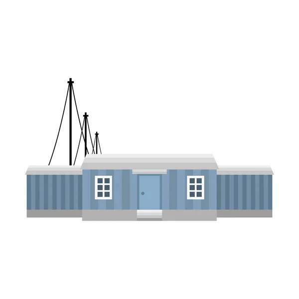 Casa azul con diseño de vectores de antena — Vector de stock