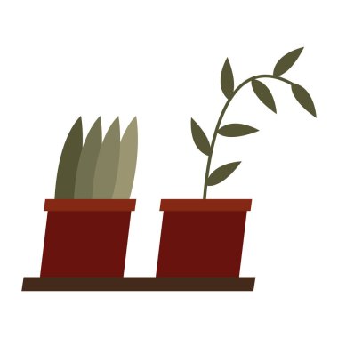 çömlek vektör tasarımı içindeki bitkiler