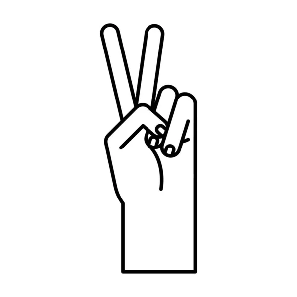 Mano lenguaje de señas dos números línea estilo icono vector diseño — Vector de stock