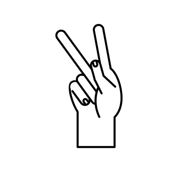 Mano lenguaje de señas k línea estilo icono vector diseño — Vector de stock