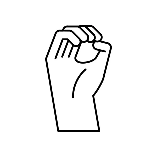 Manual sign language o line style desain ikon vektor - Stok Vektor