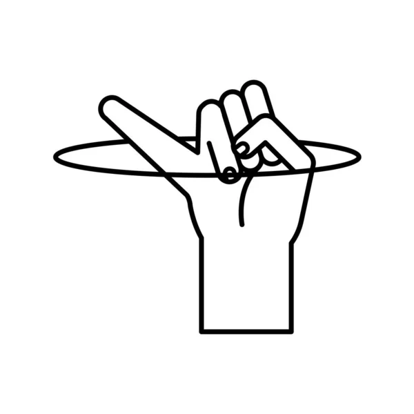Kéz jel nyelv j vonal stílus ikon vektor tervezés — Stock Vector