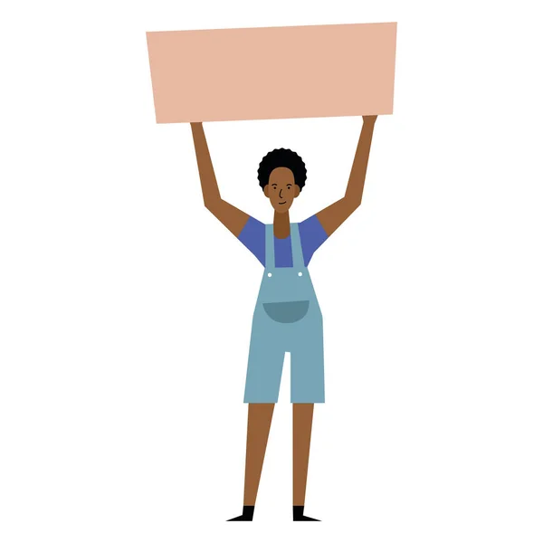 Black lives matter woman holding banner vector design — Stock Vector