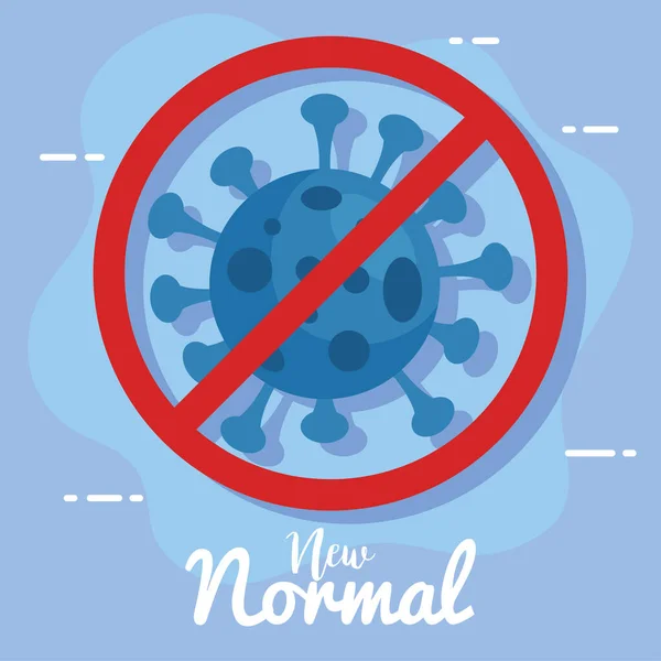 Nieuw normaal covid 19 virus met ban vector ontwerp — Stockvector