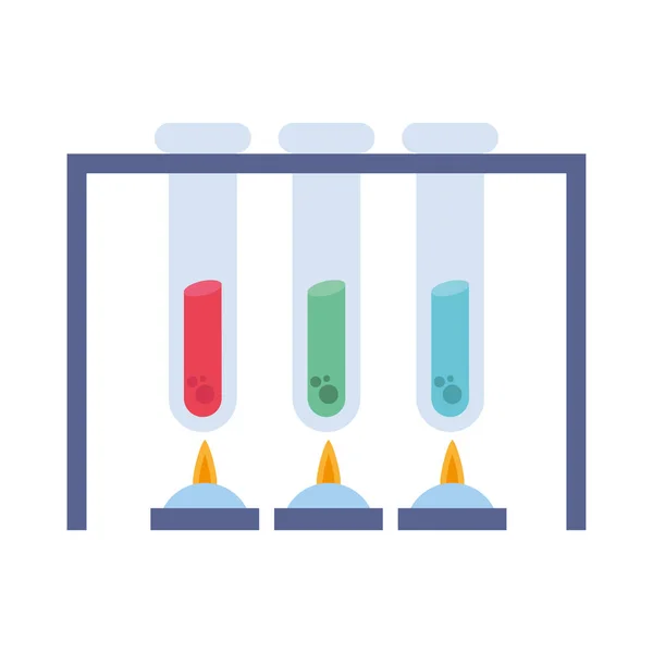 Tubos de química com design de vetor chamas — Vetor de Stock