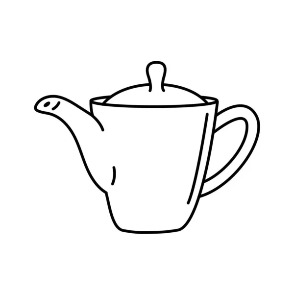 Chá chaleira linha estilo ícone vetor design — Vetor de Stock