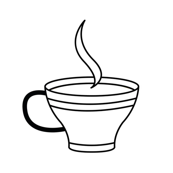Чашка чаю з димом лінія стиль значок векторний дизайн — стоковий вектор