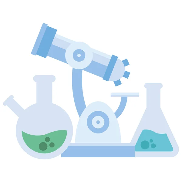 Chemie-Kolben und Mikroskop-Vektordesign — Stockvektor