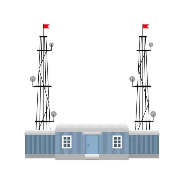 Blaues Haus mit Antennen Vektordesign — Stockvektor