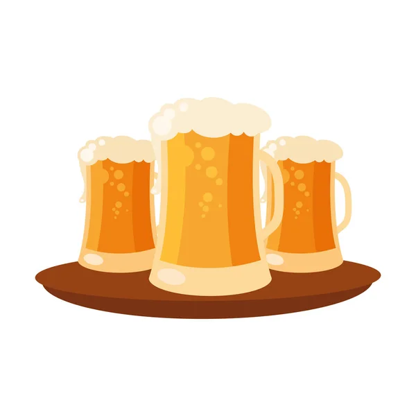 Bicchieri di birra sul design vettoriale vassoio — Vettoriale Stock