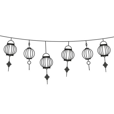 Çin lambaları asılma hattı vektör tasarımı