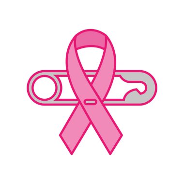 İğne çizgili göğüs kanseri kurdelesi ve biçim ikonu vektör tasarımı