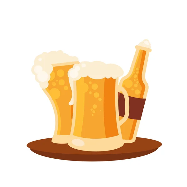Beer glasses and bottle vector design — Stock Vector