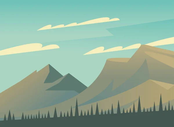 山の風景や松の木のベクトルデザイン — ストックベクタ
