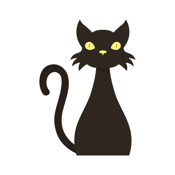 Halloween cat black flat style icon — Stock Vector