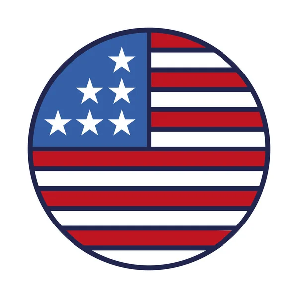 Usa vlag cirkel lijn en vul stijl pictogram vector ontwerp — Stockvector