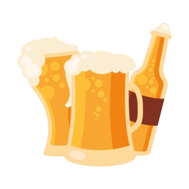 bira bardakları ve şişe vektör tasarımı