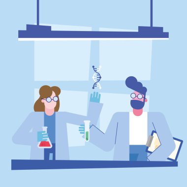 covid 19 virüs aşısı araştırması ve DNA vektör tasarımlı kimyasal erkek.