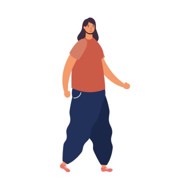 Genç kadın yürüyen karakter