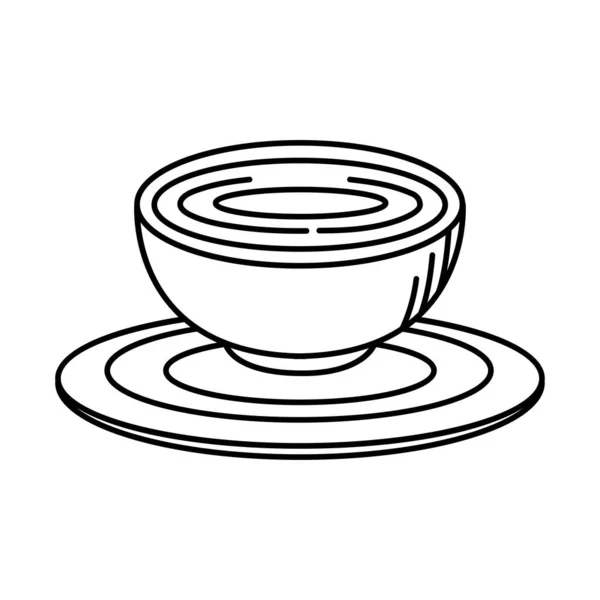 Teetasse auf Platte Linie Stil-Symbol Vektor-Design — Stockvektor