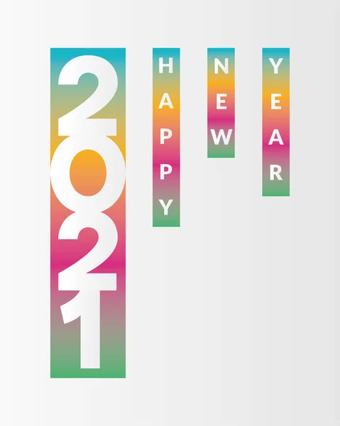 2021 Feliz año nuevo diseño de vectores de banner multicolor — Vector de stock