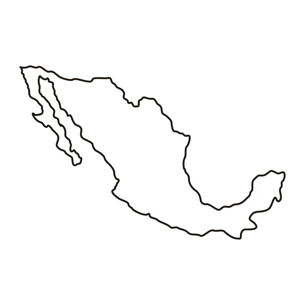 メキシコ地図ラインスタイルのアイコン — ストックベクタ
