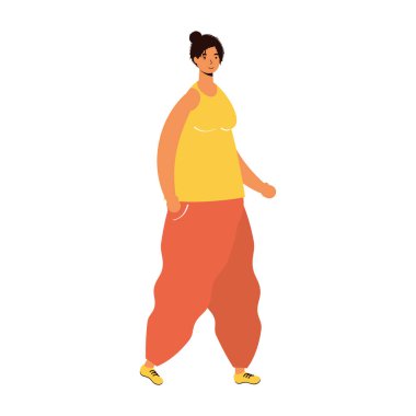 Genç kadın yürüyen karakter