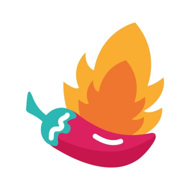 Kırmızı biberli acı sebze, ateş gibi düz bir ikon.